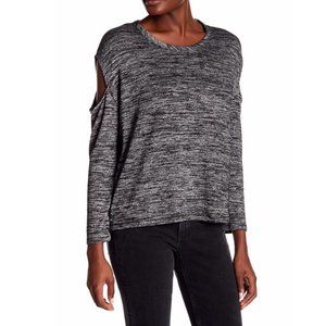 RAG & BONE JEAN CHARCOAL LONG SLEEVE SLASH CUTOUT TOP TEE